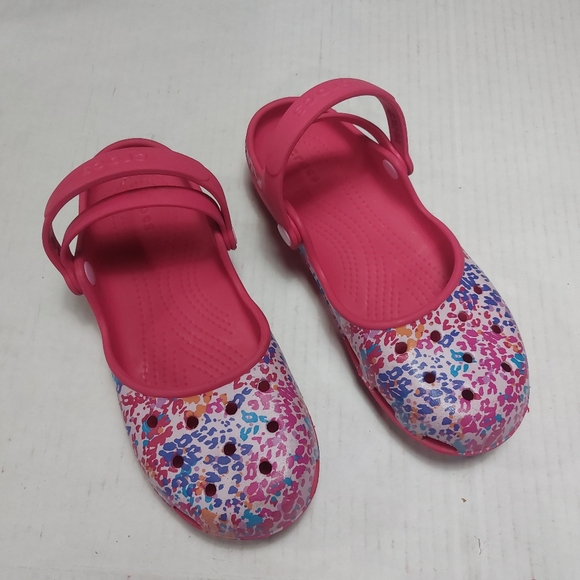 Crocs Karin Mary Jane Slip-on Clogs, Pink Leopard Lightweight Sandals Si… - Picture 5 of 13